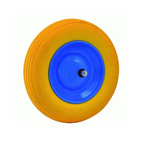 Ruota piena poliuretanica per carriola perno lungo mm 155