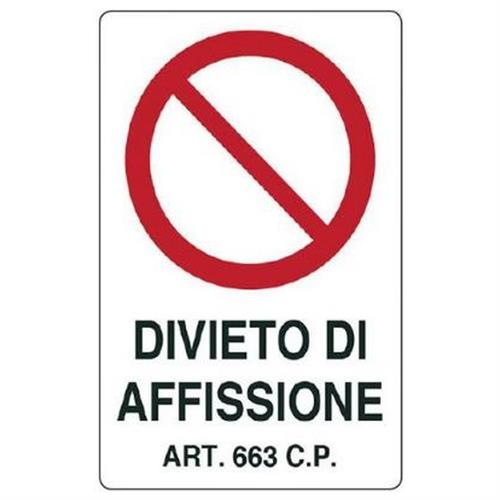 CARTELLO PVC DIVIETO DI AFFISSIONE CM 20X30