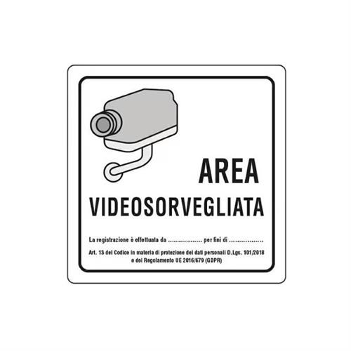 CARTELLO ALLUMINIO AREA VIDEOSORVEGLIATA CM 20X20