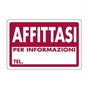 CARTELLO PVC AFFITTASI - PER INFORMAZIONI TEL. CM 20X30