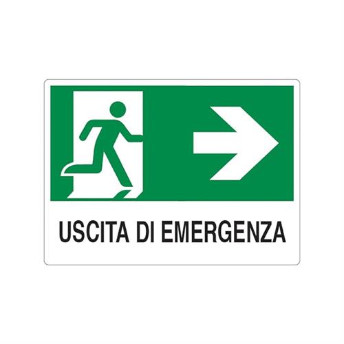 CARTELLO PVC USCITA EMERGENZA DESTRA CM 20X30