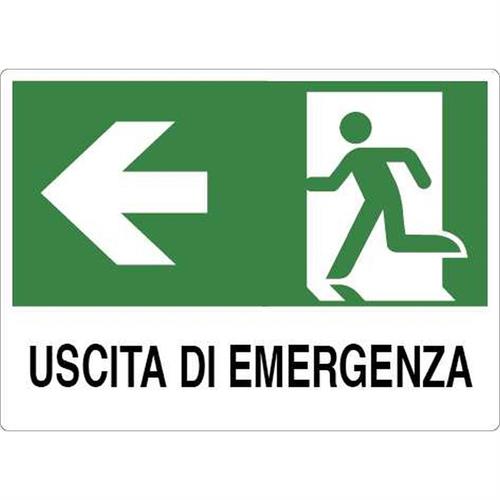 CARTELLO PVC USCITA EMERGENZA SINISTRA CM 20X30