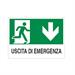 CARTELLO PVC USCITA EMERGENZA IN BASSO CM 20X30