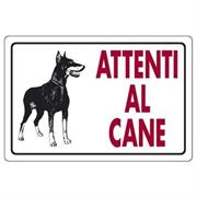 CARTELLO PVC ATTENTI AL CANE CM 20X30