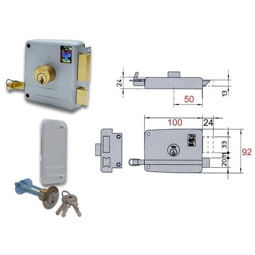 VIRO 7502 - SERRATURA DA APPLICARE MM50 SX D/CIL FISSO