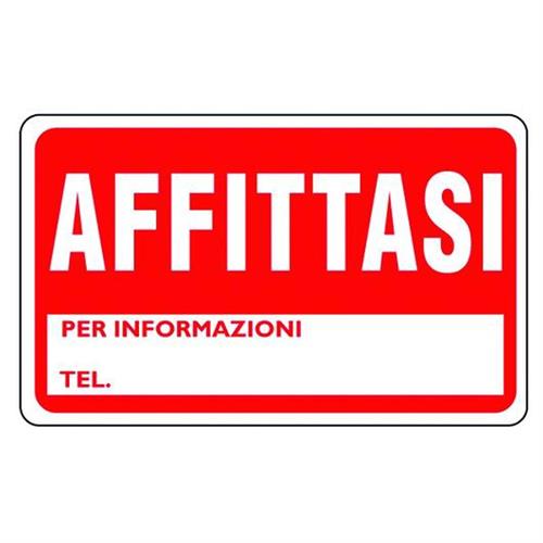 CARTELLO SEGNALE PLASTICA AFFITTASI 300X200MM